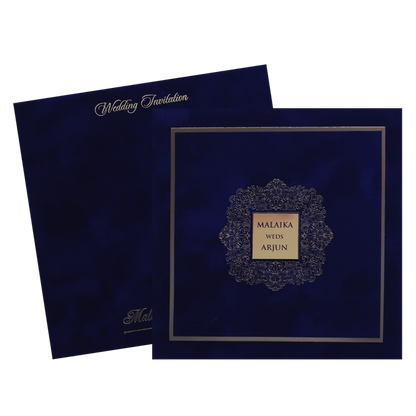 Royal Blue Velvet Padded Invitation Card