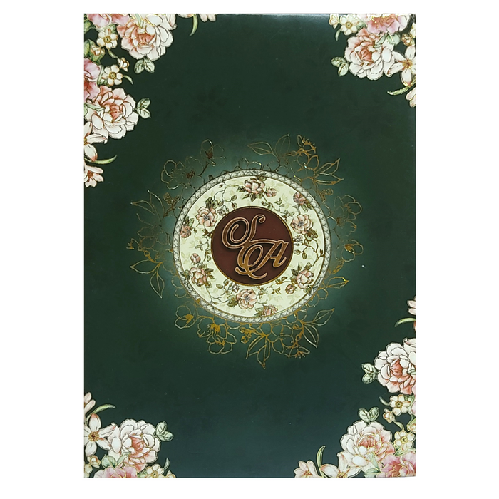 Green Floral Box Wedding Card