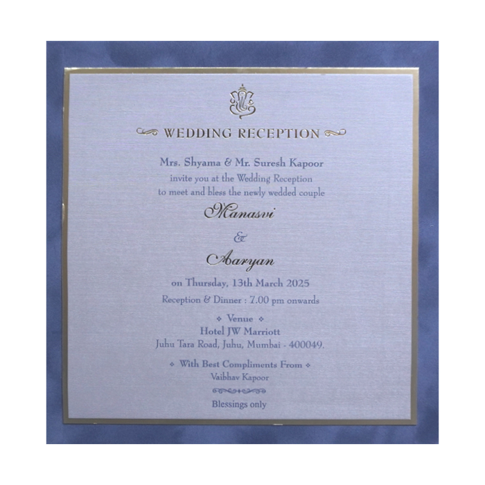 Light Grey Velvet Padded Single Marriage Card