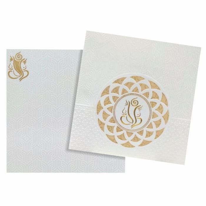 Ganesha With Cut Design Wolly Background Invitation Card-Knk30522
