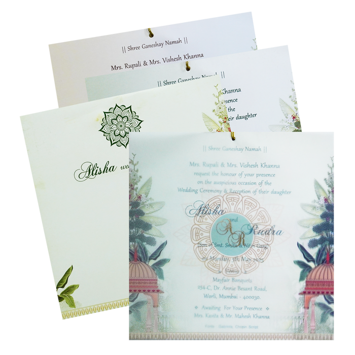 White Green Tracing Sheet Invitation