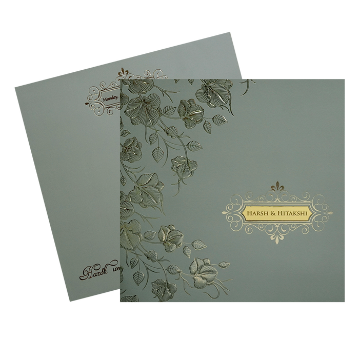 Grey Floral Marriage Card