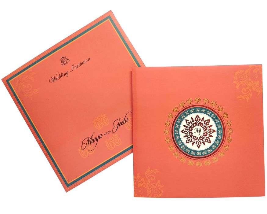 Orange Padded Wedding Invitation Card
