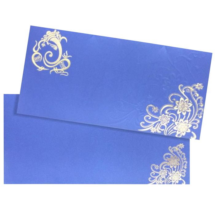 Alluring Blue Shading With Floral Theme Wedding Card - KNKS17BG