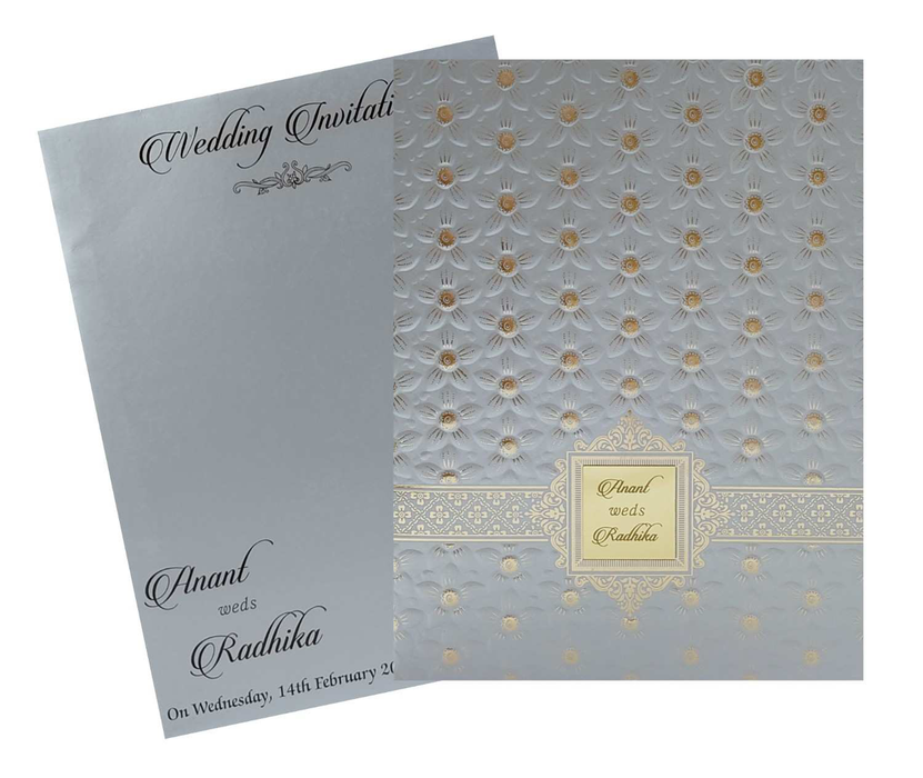 Grey Floral Wedding Invitation Card