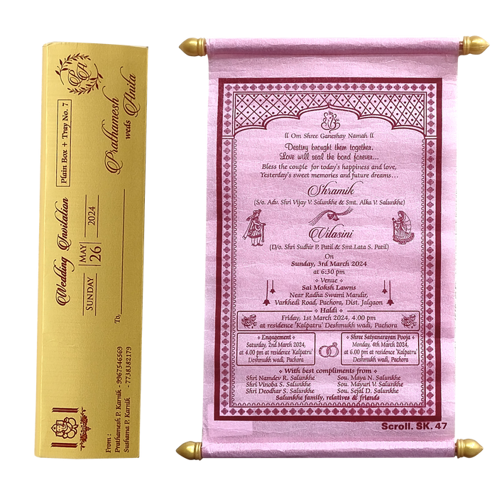 Pastel Pink Scroll Card