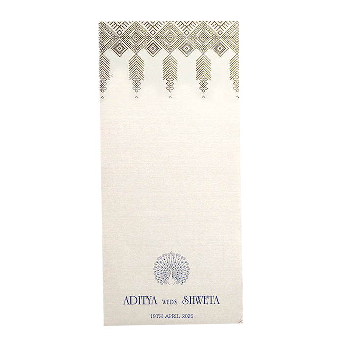 White Silver Single Sheet Invitation