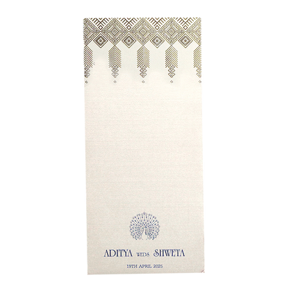 White Silver Single Sheet Invitation