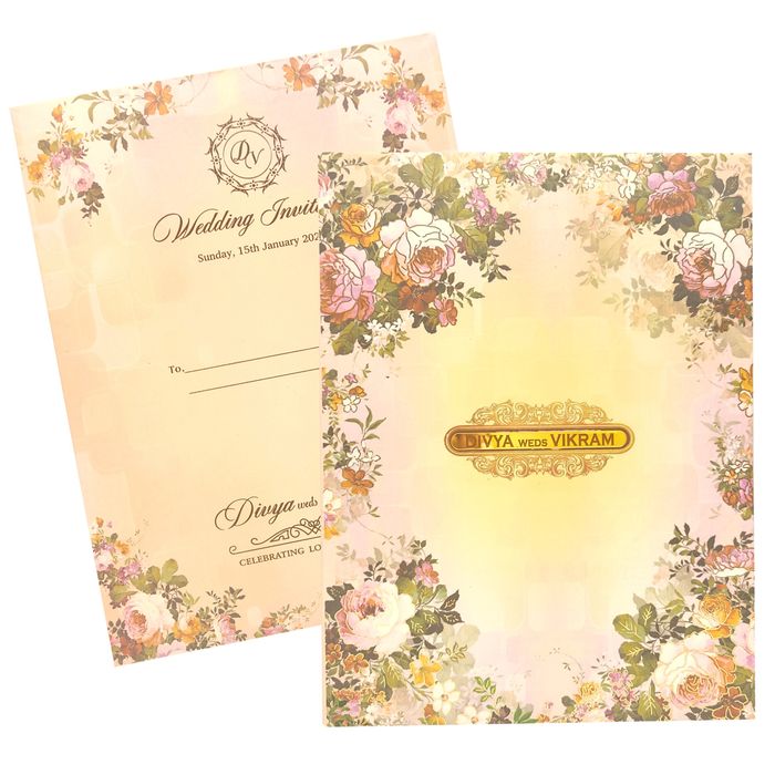 Pink Padded Stiff Board Floral Card In Offset-KNPO1504P