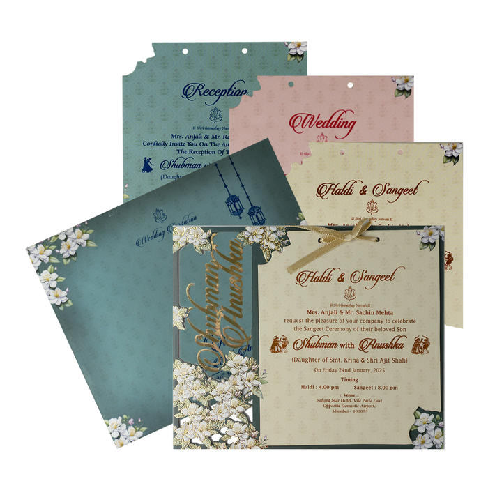 Pine Green Laser Cut MDF Wedding Card