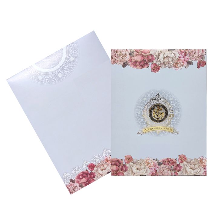 Sky Blue Floral Offset Invitation Card-KNKJ1102