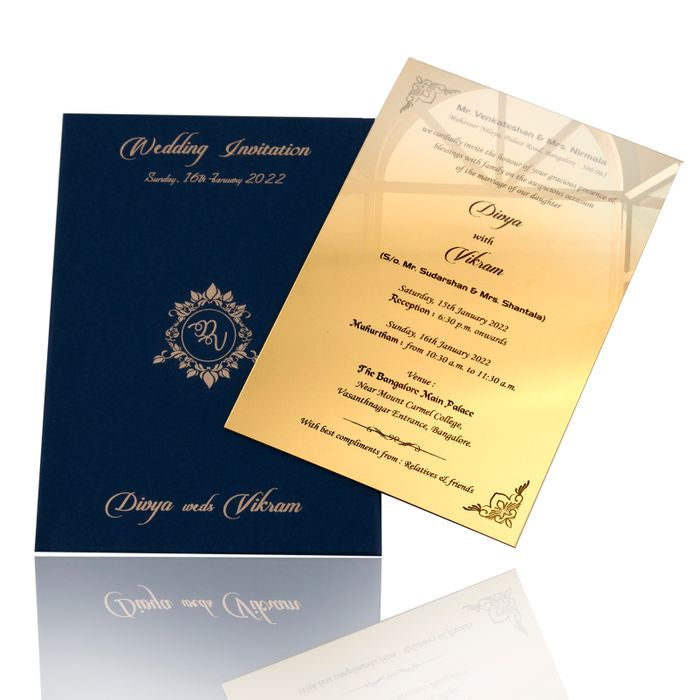 Gold Acrylic Floral Wedding Invitation Card