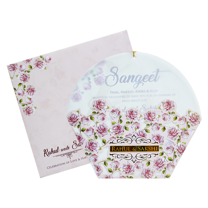 Pink Floral Laser Cut Nameplate Invitation Card