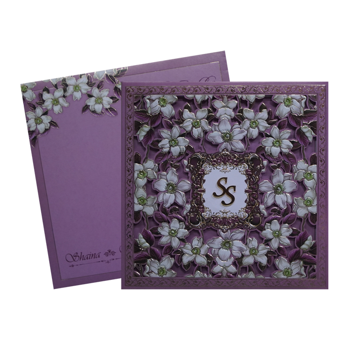 Lavender Pink Floral Padded Wedding Card