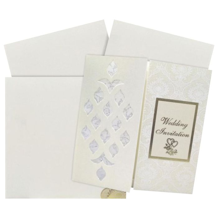 White Die Cut Screen Wedding Card With Open Door Type-KNK4342I