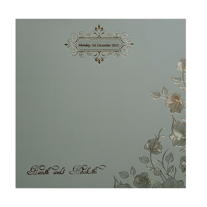 Grey Floral Marriage Card