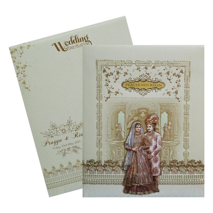 Pista Green Padded wedding Card