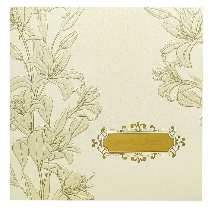 Sliver Cloud Floral Nameplate Invitation Card