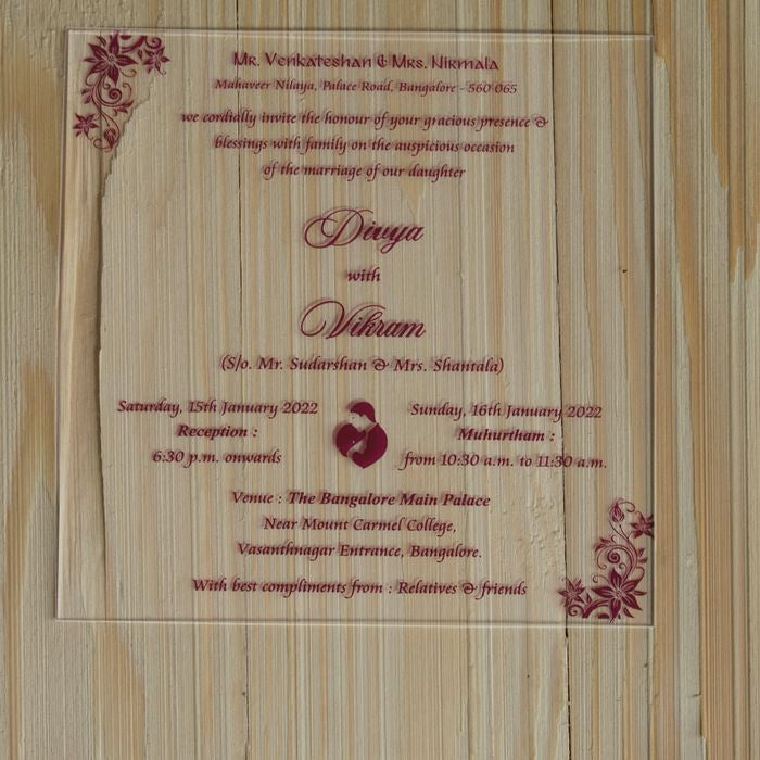 White Acrylic Invitation Card