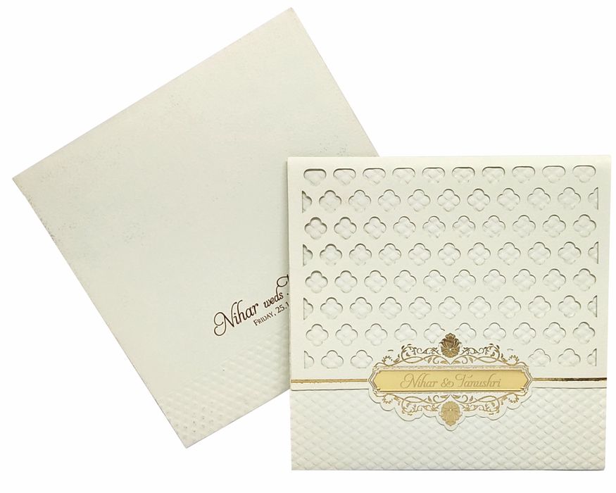 White box laser cut invitation card