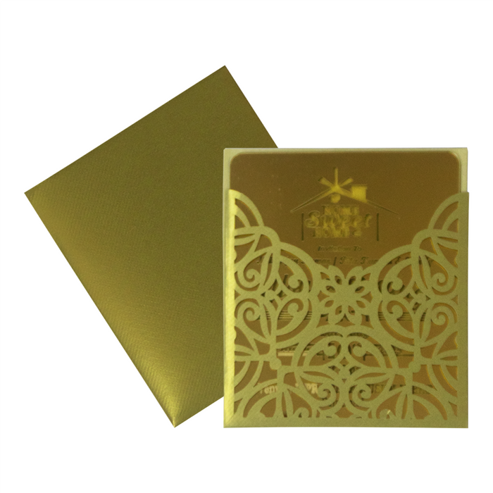 Olive Green Laser Cut Acrylic Wedding Invitation Card