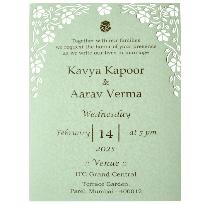 Pista Green Laser Cut Single Invitation Card