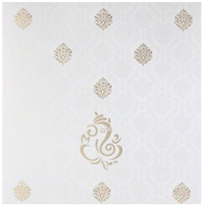 Pleasant Gold Foiling Flower With Ganesha Wedding Card  - KNK4114