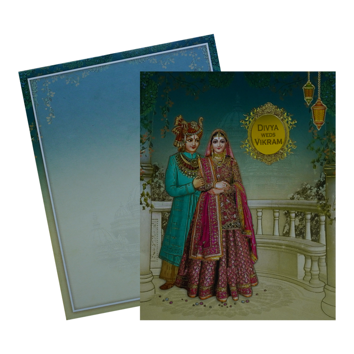 Emerald Bride and Groom Wedding Card
