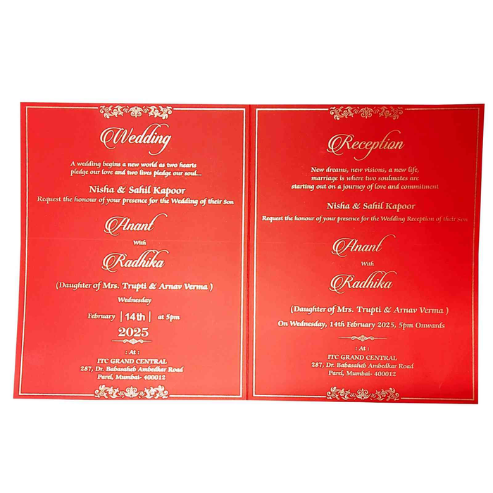 Red Floral Wedding Card Design
