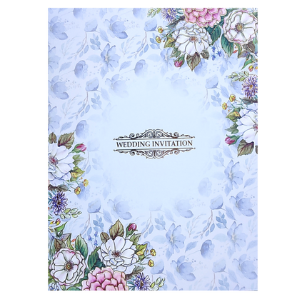 Blue Floral Wedding Invitation Card