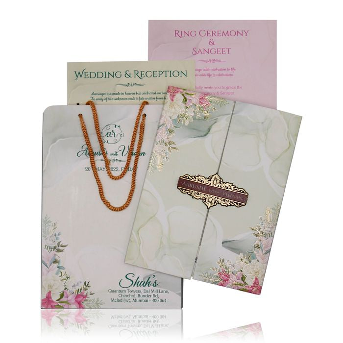 Pale Soft Green Floral Invitation