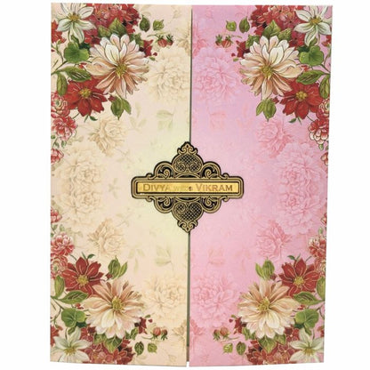 Multicolour Floral Open Door Offset Invitation In Jumbo Size-KNKJ1098