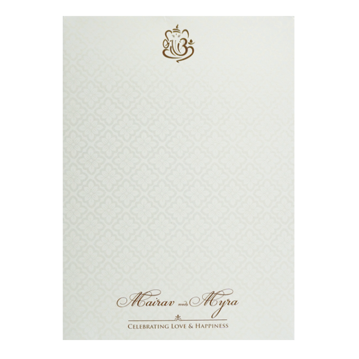 White Pattern Door Wedding Card Design