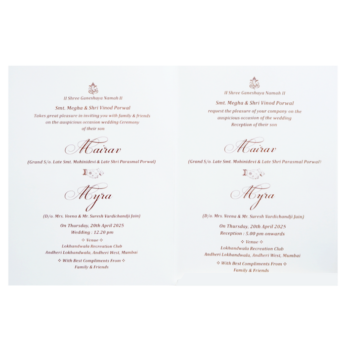 White Pattern Wedding Invitation