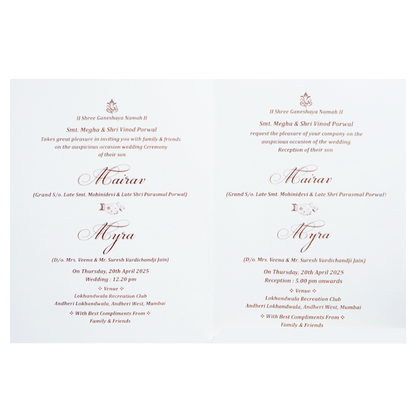 White Pattern Wedding Invitation