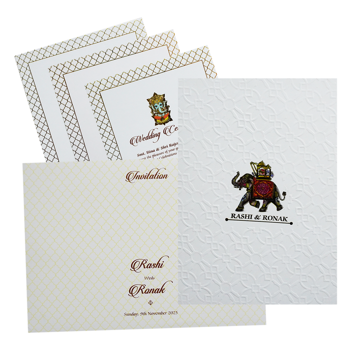White Padded Wedding Invitation