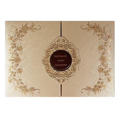 Ivory Padded Door Type Wedding Card