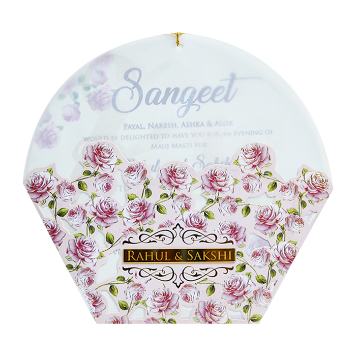 Pink Floral Laser Cut Nameplate Invitation Card