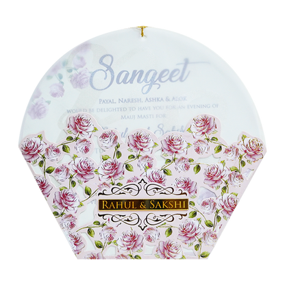 Pink Floral Laser Cut Nameplate Invitation Card