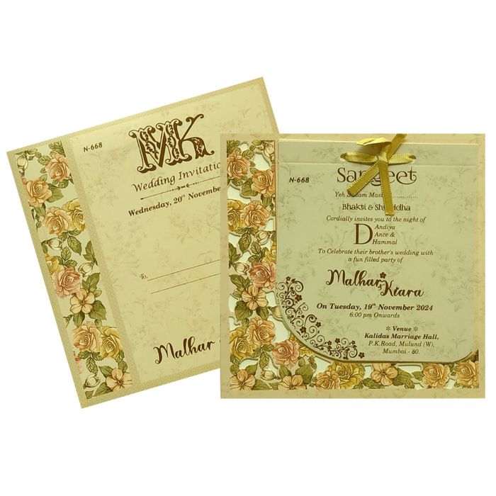 Pale Almond Brown Laser Cut Invitation