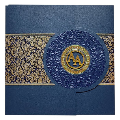 Blue Floral Door Wedding Card Design