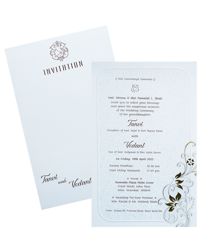 White Single Sheet Wedding Card