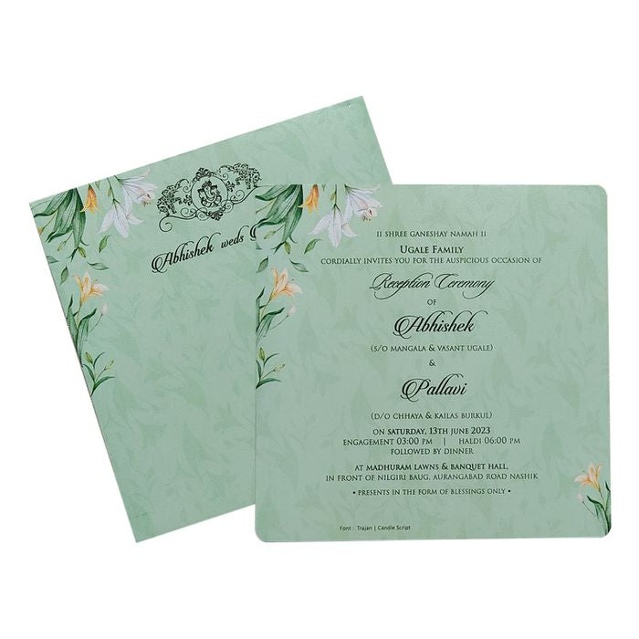 Soft Green Single Sheet Invitation