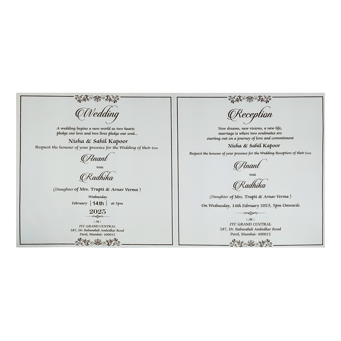 Grey Mandala Wedding Invitation Card