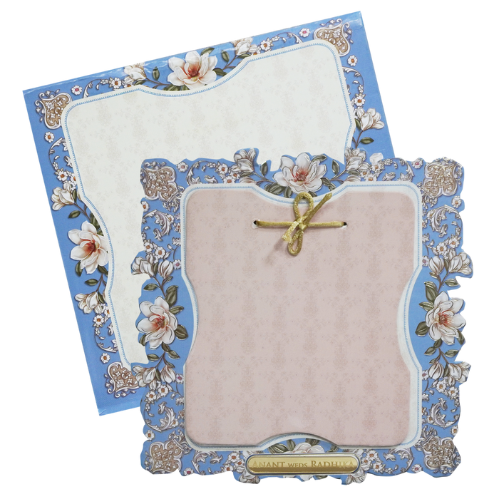 Blue Floral MDF Box Invitation Card