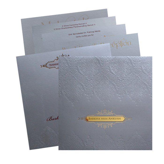 Grey Pattern Wedding Card