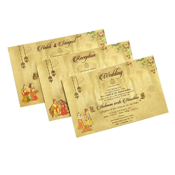 Sandal Maroon Door Padded Invitation Card
