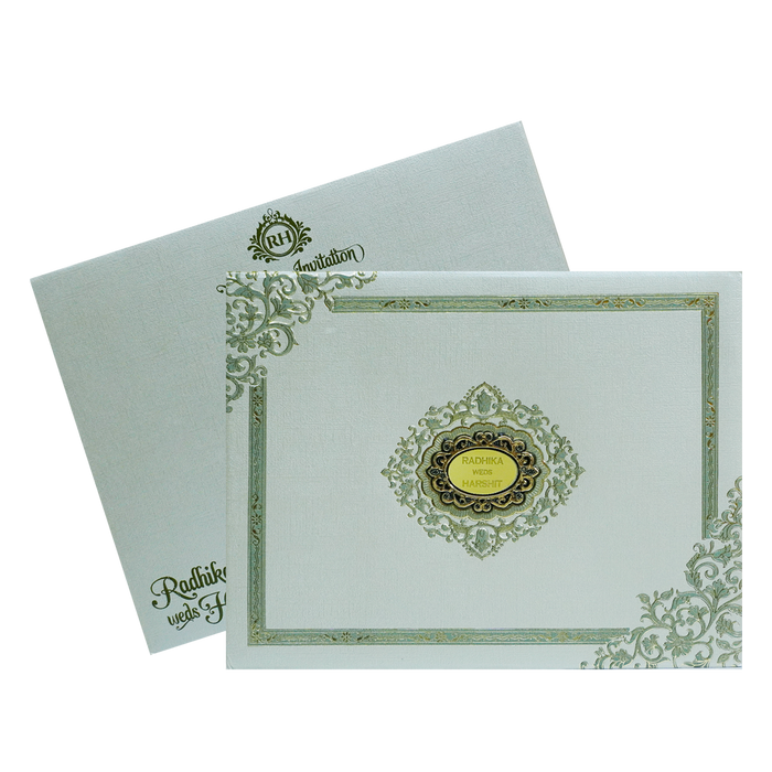 Greyish Green Floral Invitation