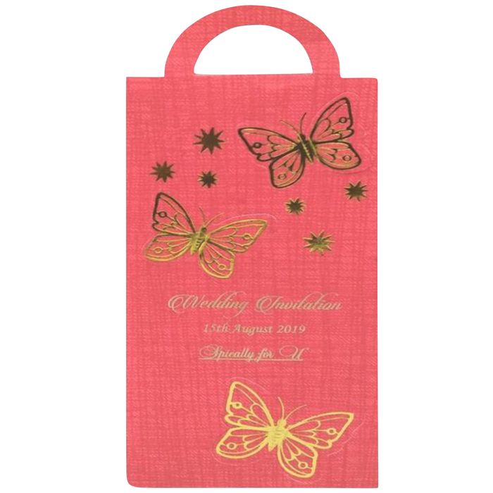 Alluring Butterfly Theme With Bright Red Shading Personal Wedding Card  - KNPSU06R