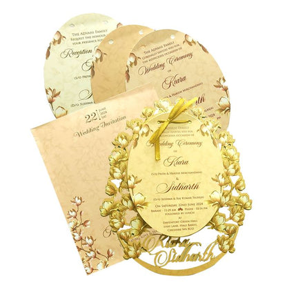 Cream Floral MDF Invitation Card
